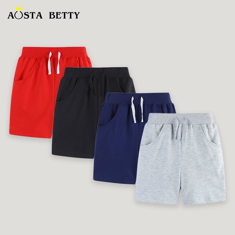 26 New Summer Children'S Clothing Pants Style Knitted Boys' Sports Pants Solid Color Casual Children'S Shorts - Image 2