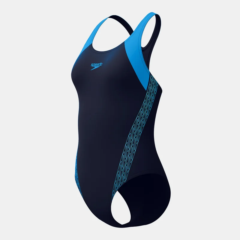 speedo Blue Women's Placement Laneback Swimsuit for Women | Best Price UAE
