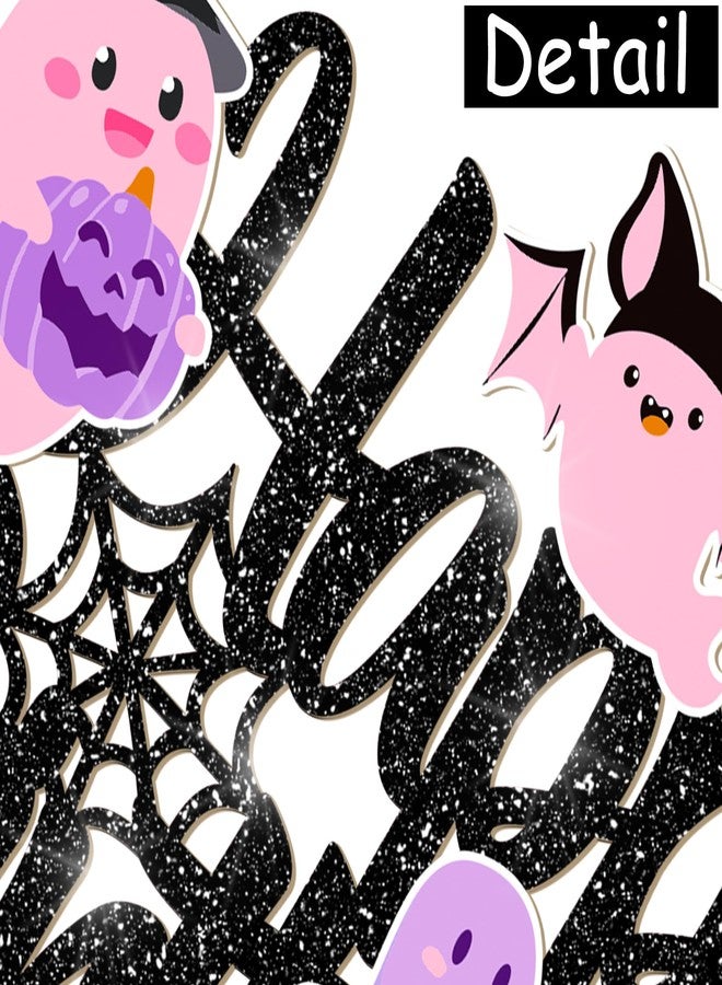 umoni Halloween Ghost Happy Birthday Cake Topper Black Glitter Halloween Birthday Cake Decorations Pastel Ghost Cake Picks Ghosts Boo Day Baby Shower Decor for Birthday Party Supplies - Image 3
