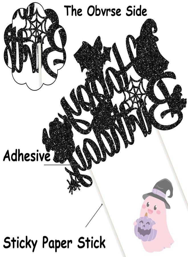 umoni Halloween Ghost Happy Birthday Cake Topper Black Glitter Halloween Birthday Cake Decorations Pastel Ghost Cake Picks Ghosts Boo Day Baby Shower Decor for Birthday Party Supplies - Image 5
