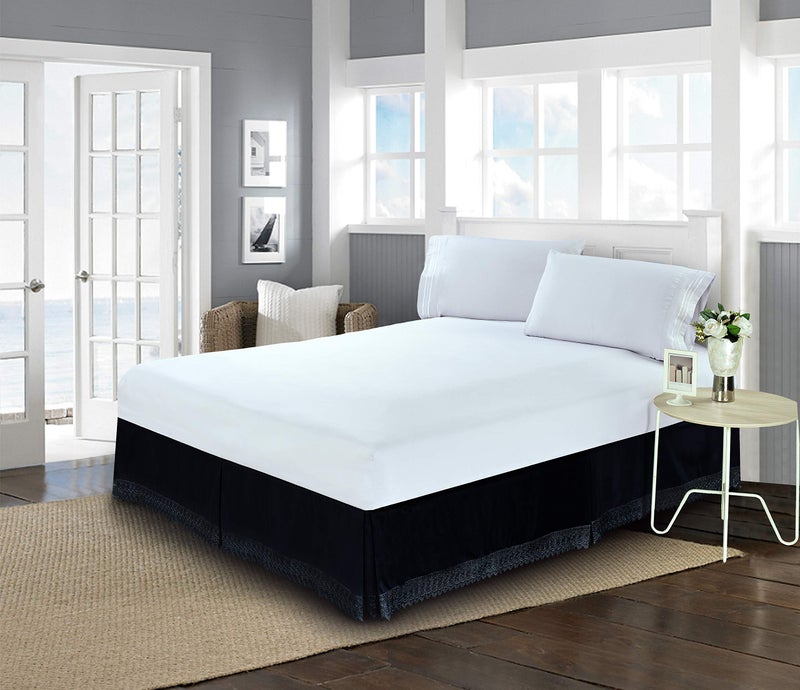 إليجنت كومفورت راحة أنيقة حريري نوبت الدانتيل الدانتيل الغبار الكشكش/السرير تنورة من منصة الألياف الدقيقة التجاعيد وتلاشي مقاوم مع 15 بوصة إسقاط - Image 3