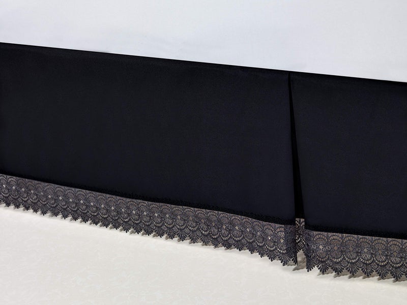 إليجنت كومفورت راحة أنيقة حريري نوبت الدانتيل الدانتيل الغبار الكشكش/السرير تنورة من منصة الألياف الدقيقة التجاعيد وتلاشي مقاوم مع 15 بوصة إسقاط - Image 1