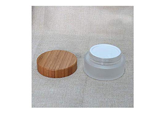 Natuworld 2Pcs 15ml/0.5oz Empty Refillable Frosted Glass Bottles Round Cream Jars Container Portable Travel Cosmetic Bottle Jars Pot with Bamboo Lid and Inner Liner for Samples Lip Balms Lotion Eyeshadow - Image 4