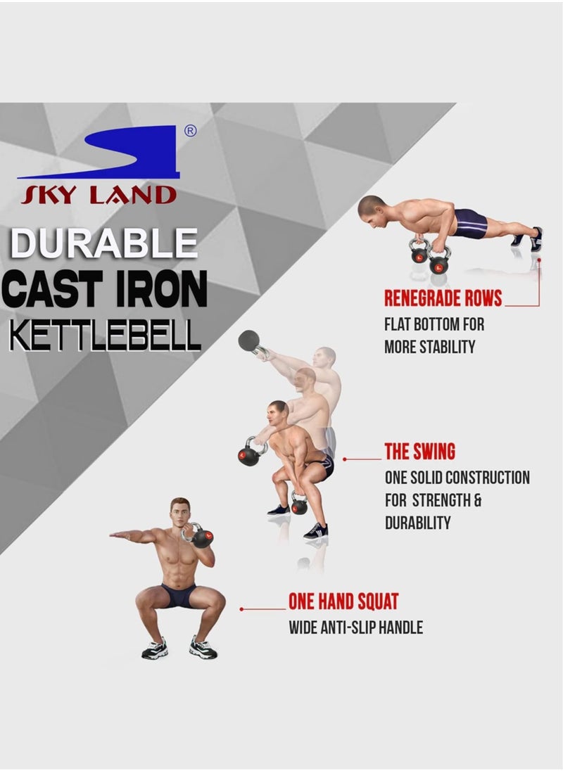 Sky Land Kettlebell Rubber Coated Cast Iron Kettle dumbbell with Chrome Handle Kettlebell Weight For Strength And Weight Training – Exercise Kettlebell For Whole Body Workout EM-9267-6  - Image 3