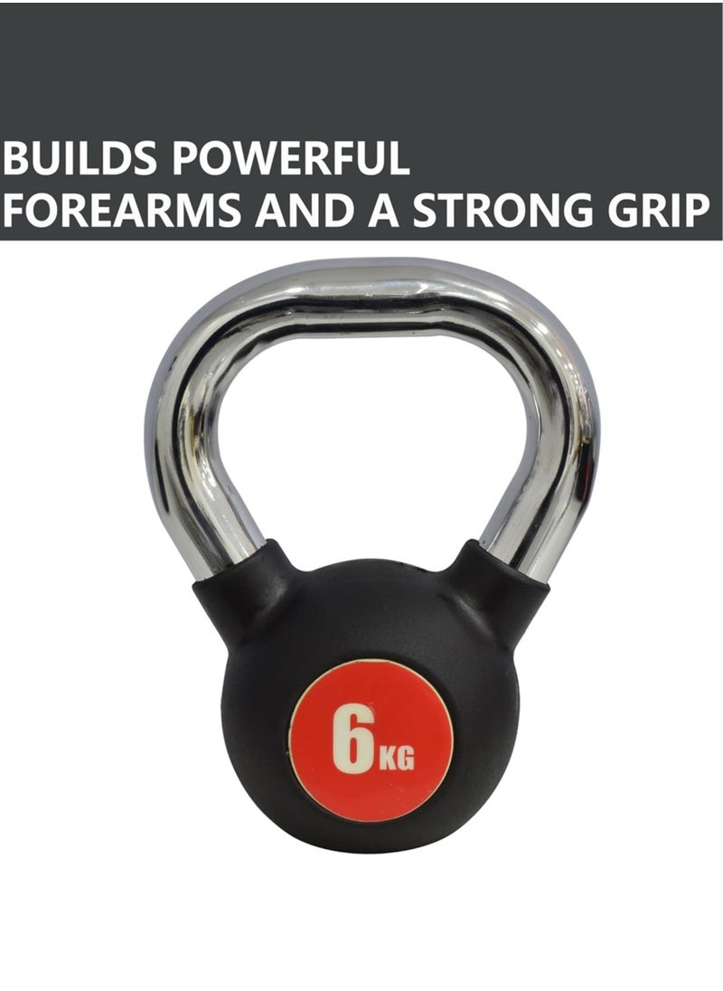 Sky Land Kettlebell Rubber Coated Cast Iron Kettle dumbbell with Chrome Handle Kettlebell Weight For Strength And Weight Training – Exercise Kettlebell For Whole Body Workout EM-9267-6  - Image 5