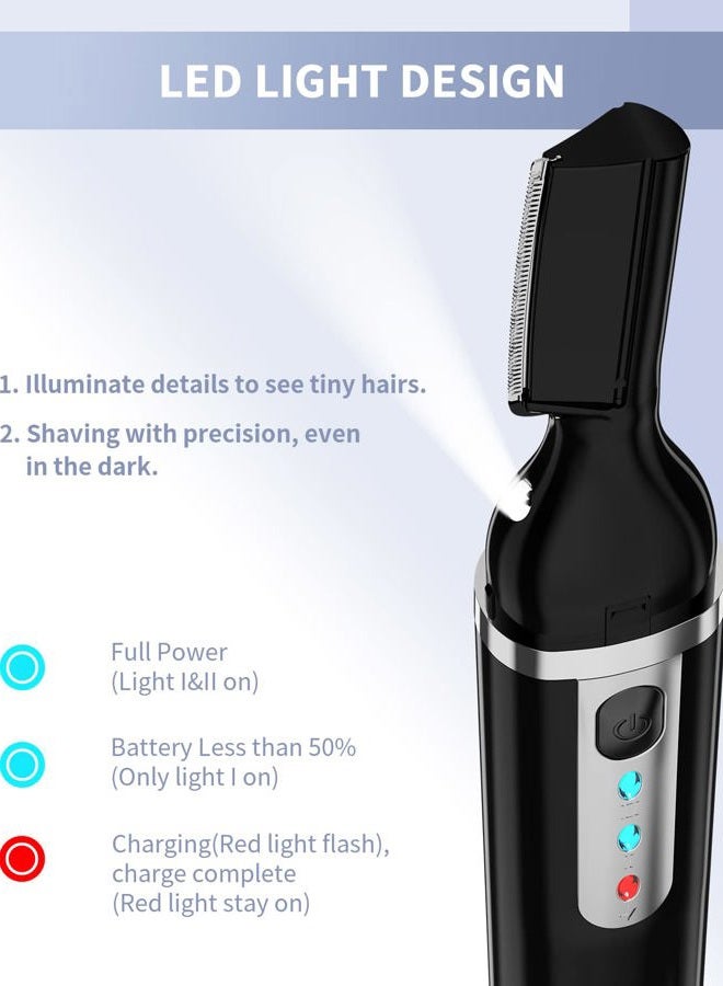Dapsang Eyebrow Trimmer, Electric Eyebrow Razor for Women Men, Rechargeable Painless LED Light Facial Hair Shaver Remover with Rinseable Blade for Face Lips Neck Leg - Image 5
