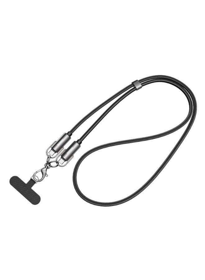 ريماكس كابل شحن سريع C20، كابل من سبائك الزنك من النوع C إلى النوع C بقوة 65 وات، تصميم مضفر متين بطول 1.2 متر مع حبل تعليق، هيكل قوي ومرن، يدعم الشحن السريع PD ونقل البيانات - أسود - Image 1