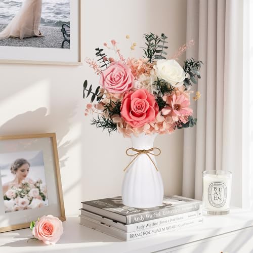 TYL&TYS Flowers for Delivery Prime Preserved Flowers Bouquet with Vase That Last 3-5 Years Real Forever Flowers Pink Rose Bouquet for Mom Mother Women Wife Friends Birthday Valentines Day Gifts for Her - Image 4