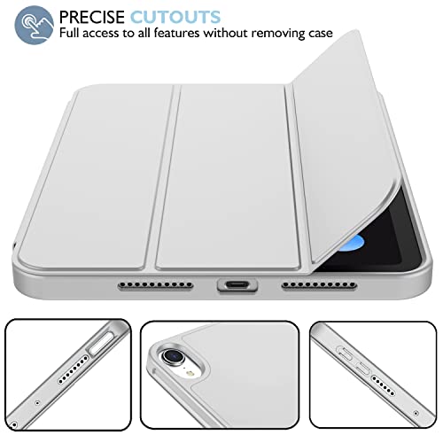 iMieet iPad Mini 7 Case 2024 (A17 Pro), iPad Mini 6 Case (8.3-Inch,2021 Model), iPad Mini 7th/6th Generation Case with Pencil Holder, Trifold Stand Smart Case with Soft TPU Back,Light Gray - Image 4