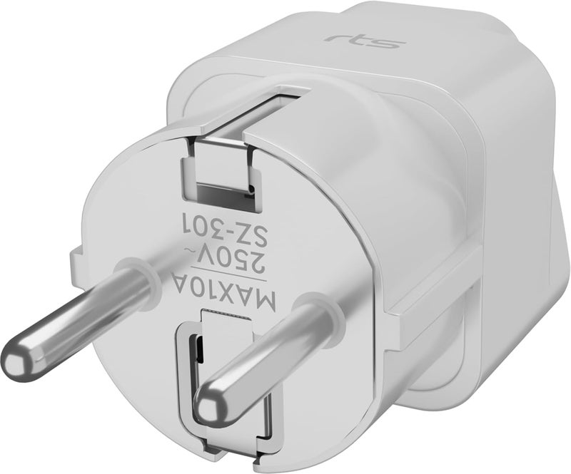 rts India to Europe Travel Adapter for European Outlets European Plug Adapter - Type E F Universal Travel Plug Adapter - Works in France, Spain, Germany, Netherlands, Greece, Belgium, Poland, Russia - Image 1