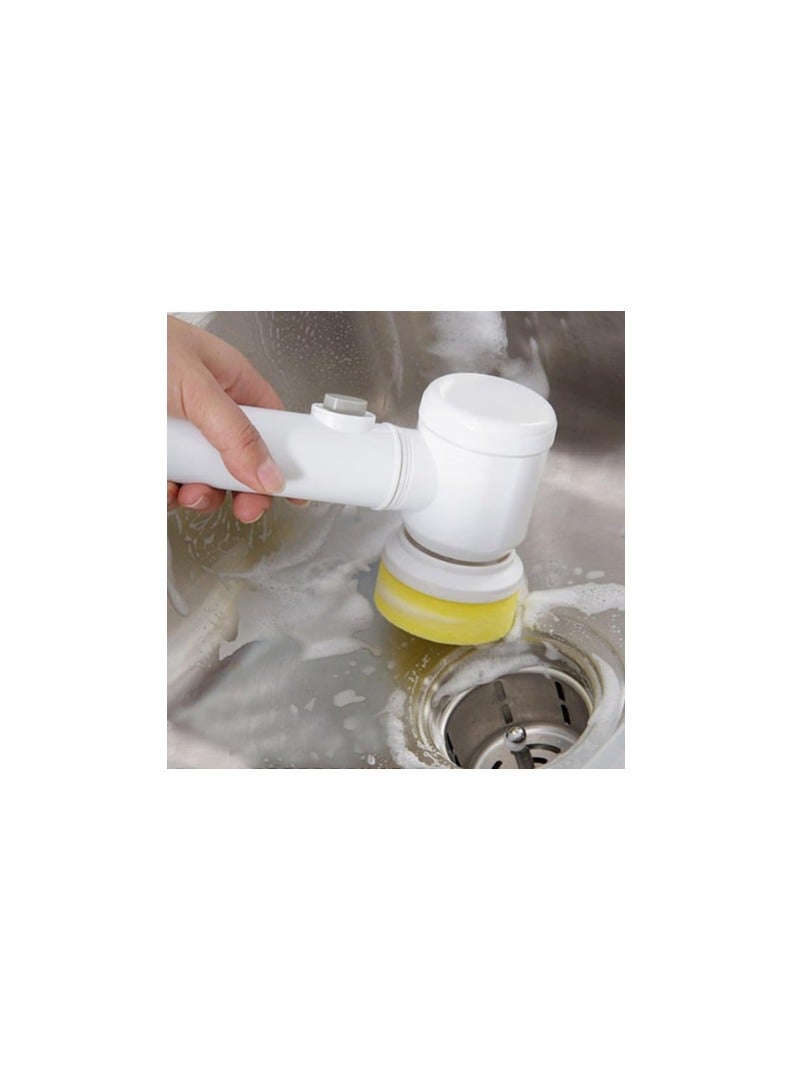 Electric cleaning brush, 5 in 1 magic power scrubber for kitchen bathroom tub shower tile carpet bidet sofas, cordless battery powered scrubber with pva towel & 3 brush heads - Image 2