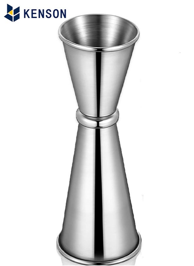 KENSON Double measuring cups, 304 stainless steel measuring cups, double shot measure, double 30ml/60ml, short drink jigger, essential silver kitchen tool for bars, suitable for parties, weddings, anniversaries, birthdays.  - Image 1