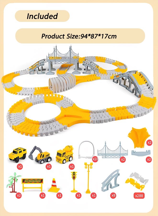 Engineering Track Toy Car,334-Piece Engineering Track Building Set,DIY Construction Toy Car,,Electric Engineering Railcar,Track Toys with Toy Cars,STEM Educational Toys for Children Aged 4+, Suitable for Boys and Girls - Image 2