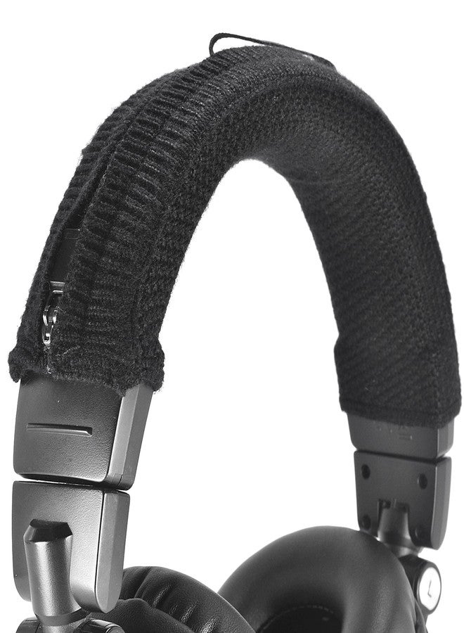 defean Knitted Fabric with Lanyard Headband Cover,Headband Protector with Zipper/DIY Installation No Tool Needed, Compatible with Bose,Anker,Sony,COWIN,Audio-Technica,JBL,Hyperx Headphones (Black) - Image 1