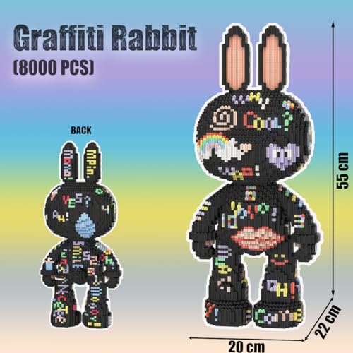 HONLANCH Animal Graffiti Rabbit Micro Building Blocks Set8000PCS 55cm High Series Gift for Adults and Kids - Image 5