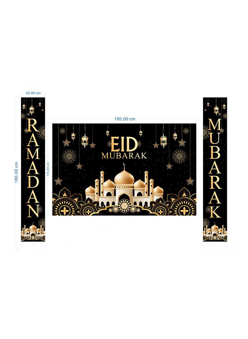 general Ramadan Mubarak Couplet Themed Festival Party Porch Curtain Flag Hanging Home Decor Door Curtain And Backdrop - Image 1