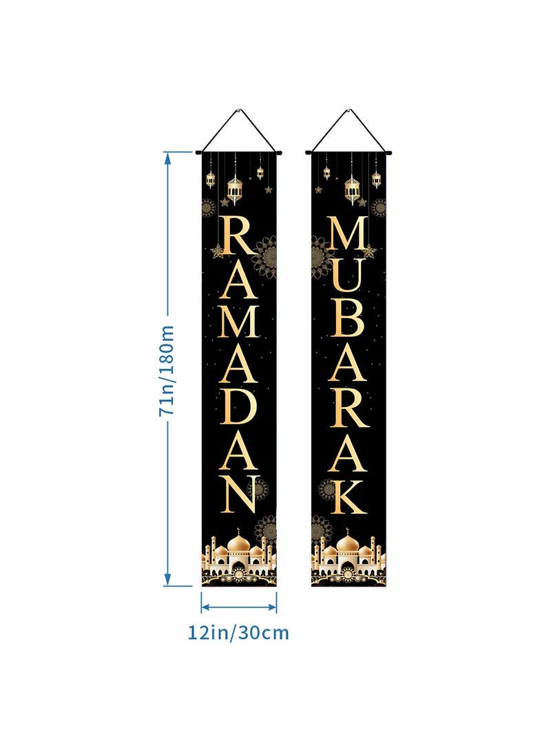 general Ramadan Mubarak Couplet Themed Festival Party Porch Curtain Flag Hanging Home Decor Door Curtain And Backdrop - Image 2