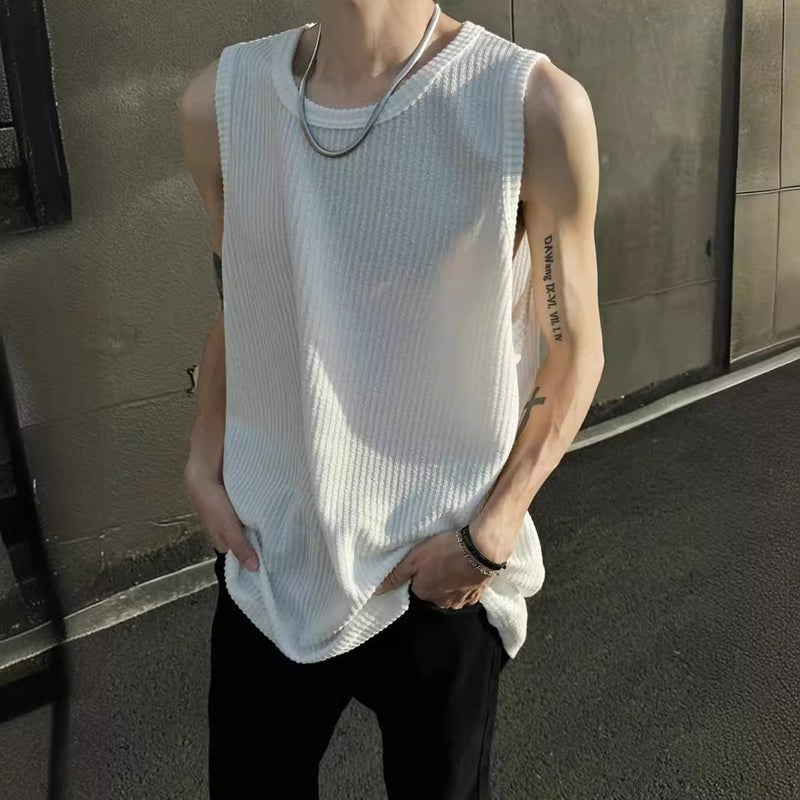 American Street Waistcoat Men'S 2024 Sleeveless T-Shirt Fashion Brand Basketball Vest Top - Image 2
