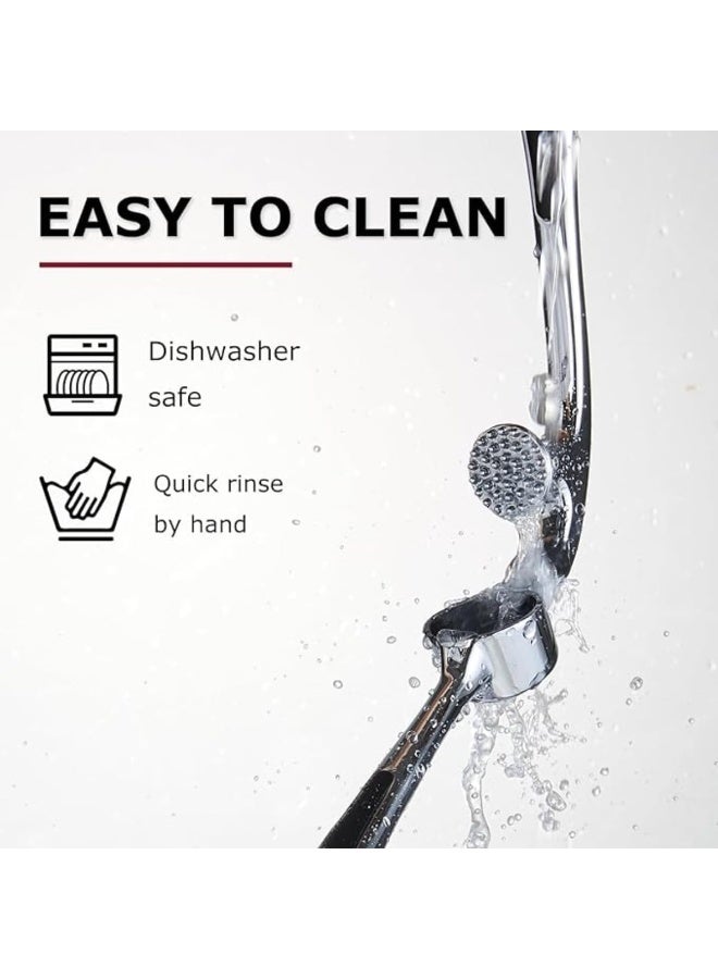ELTRAZONE Garlic Press Stainless Steel – Heavy-Duty Crusher with Ergonomic Handle, Interchangeable Plates, Easy-Squeeze Design, Rust-Proof, Dishwasher Safe, Includes Silicone Peeler & Cleaning Brush - Image 5