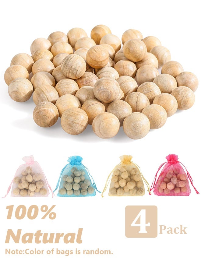 80PCS Natural Cedar Balls with 4 Mesh Bags, Fresh Scent Home Fragrance Deodorizer for Drawers Closets Wardrobes - Image 1