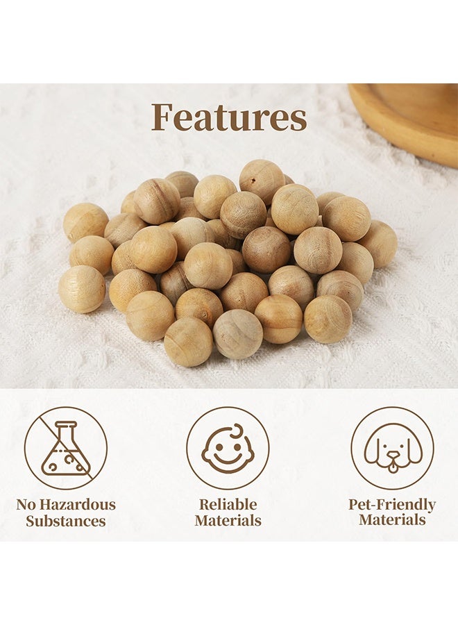 80PCS Natural Cedar Balls with 4 Mesh Bags, Fresh Scent Home Fragrance Deodorizer for Drawers Closets Wardrobes - Image 3