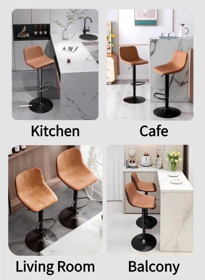 Vixplorn Bar Stools Set of 2, Swivel Counter Height Barstools with Back, Adjustable Modern Bar Chairs, Tall Armless PU Leather Kitchen Island Stool - Image 5