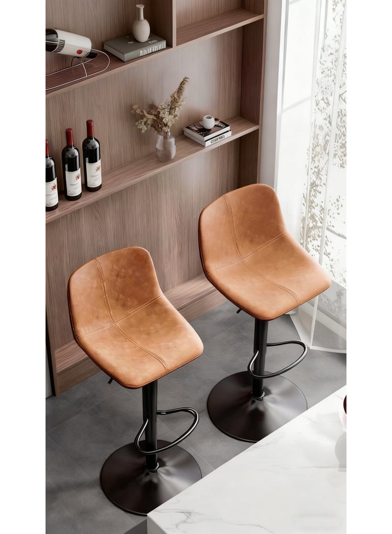 Vixplorn Bar Stools Set of 2, Swivel Counter Height Barstools with Back, Adjustable Modern Bar Chairs, Tall Armless PU Leather Kitchen Island Stool - Image 4