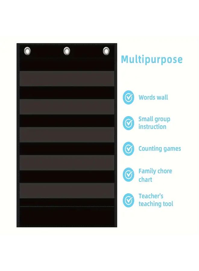 Clear Pocket Chart With 5 Pockets And Extra Storage For Letter Cards 25 2 X 17 Inch - Image 3
