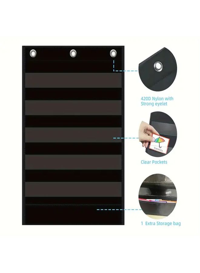 Clear Pocket Chart With 5 Pockets And Extra Storage For Letter Cards 25 2 X 17 Inch - Image 4