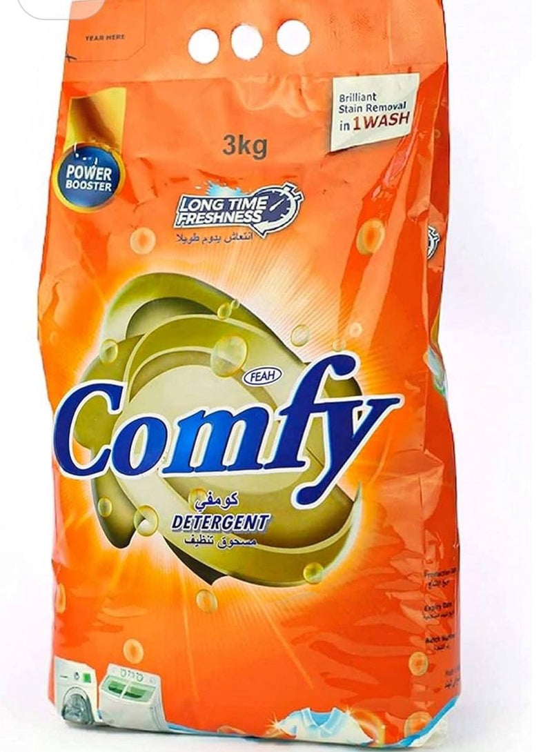 Comfy Detergent Powder Orange 3kg – Fresh & Powerful Clean  deep cleaning with a refreshing orange scent! removes tough stains ,with a long-lasting fragrance. - Image 1