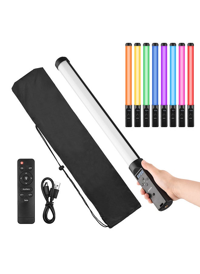 Generic - Handheld RGB Tube Light LED Video Light Wand 3200K-5500K Dimmable 9 Colorful Lighting Effects Built-in Battery with Remote Control for Vlog Live Streaming Product Portrait Photography - Image 1