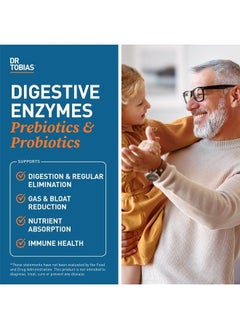 Dr. Tobias Digestive Enzymes with Probiotics, Prebiotics and Postbiotics Bromelain, Amylase, Lipase, for Better Digestion & Immune Function, 60 Capsules, 30 Servings (2 Daily)  - Image 3