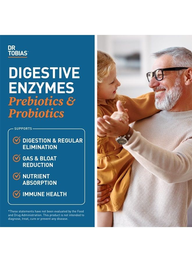 Dr. Tobias Digestive Enzymes with Probiotics, Prebiotics and Postbiotics Bromelain, Amylase, Lipase, for Better Digestion & Immune Function, 60 Capsules, 30 Servings (2 Daily) - Image 3