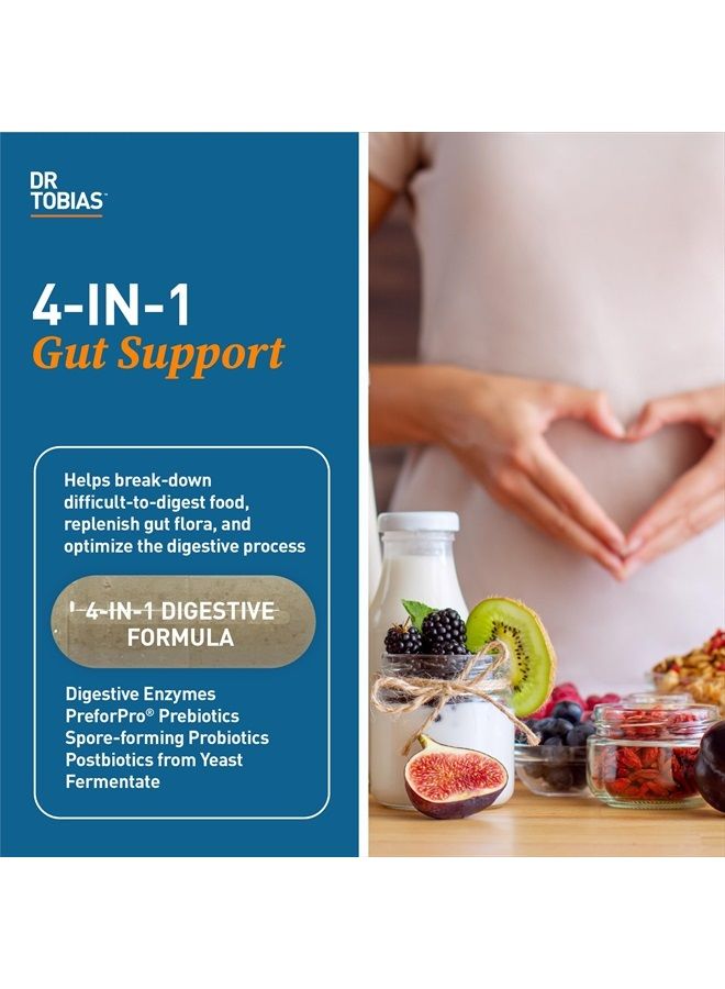 Dr. Tobias Digestive Enzymes with Probiotics, Prebiotics and Postbiotics Bromelain, Amylase, Lipase, for Better Digestion & Immune Function, 60 Capsules, 30 Servings (2 Daily) - Image 2