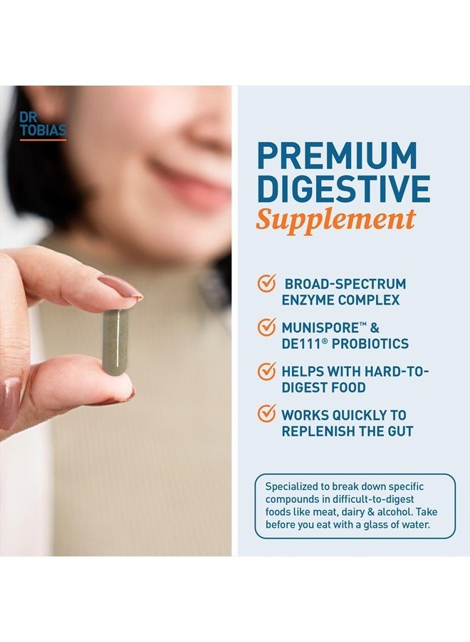 Dr. Tobias Digestive Enzymes with Probiotics, Prebiotics and Postbiotics Bromelain, Amylase, Lipase, for Better Digestion & Immune Function, 60 Capsules, 30 Servings (2 Daily) - Image 4