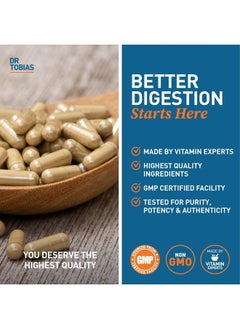 Dr. Tobias Digestive Enzymes with Probiotics, Prebiotics and Postbiotics Bromelain, Amylase, Lipase, for Better Digestion & Immune Function, 60 Capsules, 30 Servings (2 Daily)  - Image 5