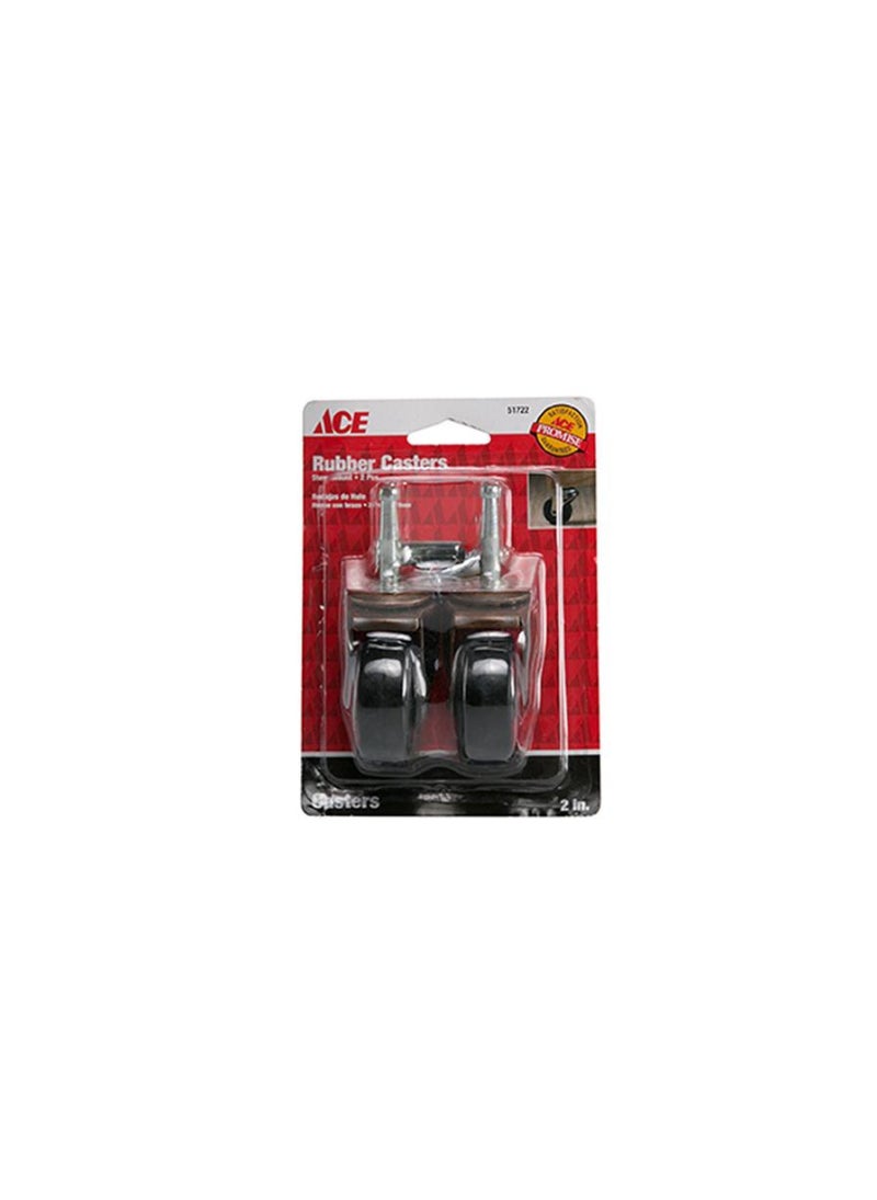 ACE ACE Rubber Caster Wheel with Plate Mount 5cm Pack of 2