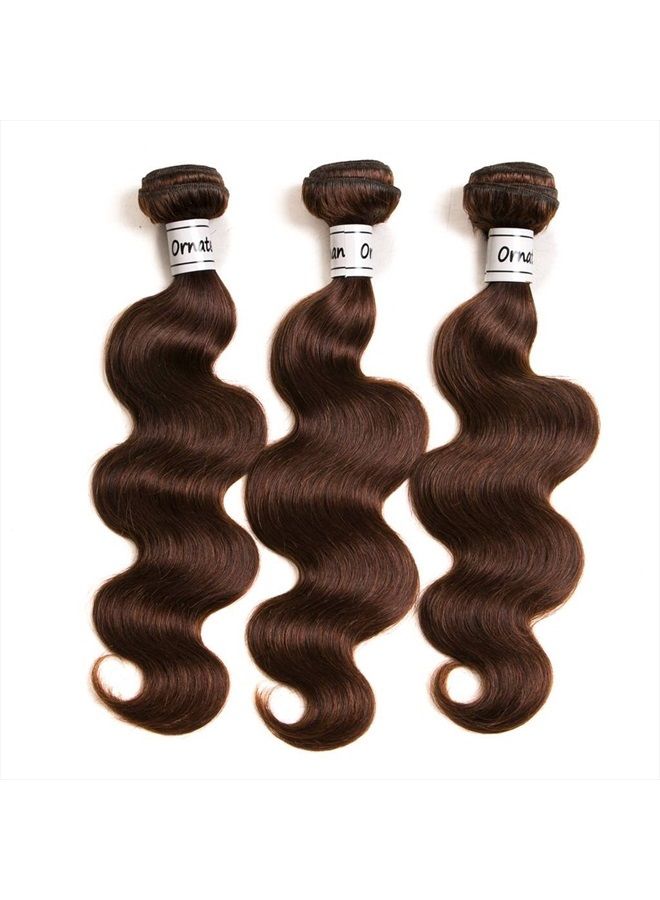 Ornate Hair Light Brown Bundles Human Hair Brazilian Body Wave Human Hair Virgin Hair Light Brown Color #4 Human Hair Extensions 3 Bundles Light Brown Bundles(18 20 22 Inch, 4# Body Wave)  - Image 2