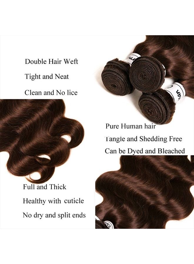 Ornate Hair Light Brown Bundles Human Hair Brazilian Body Wave Human Hair Virgin Hair Light Brown Color #4 Human Hair Extensions 3 Bundles Light Brown Bundles(18 20 22 Inch, 4# Body Wave)  - Image 3