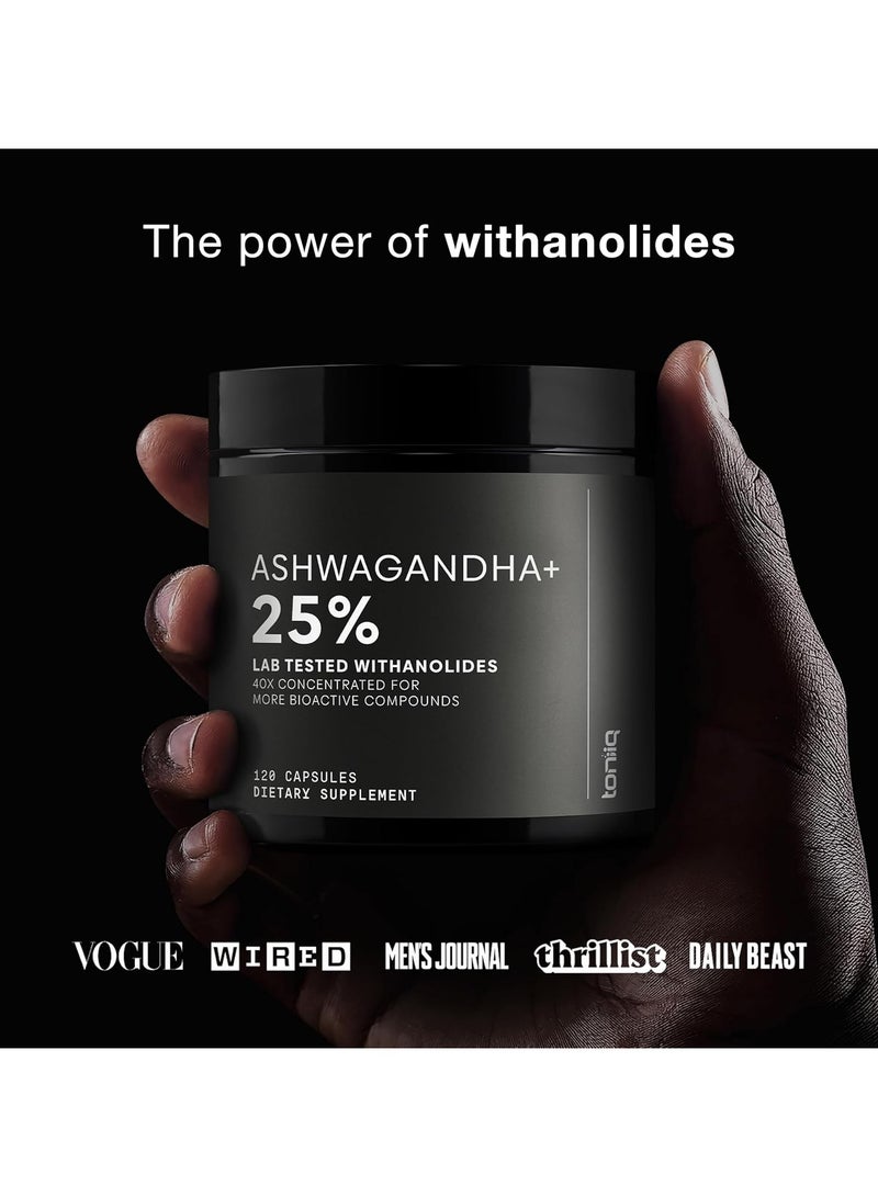 تونيق أشواغاندا - مستخلص عالي الفعالية 40:1 مع 25% من ويتانوليدات، 120 كبسولة - Image 4