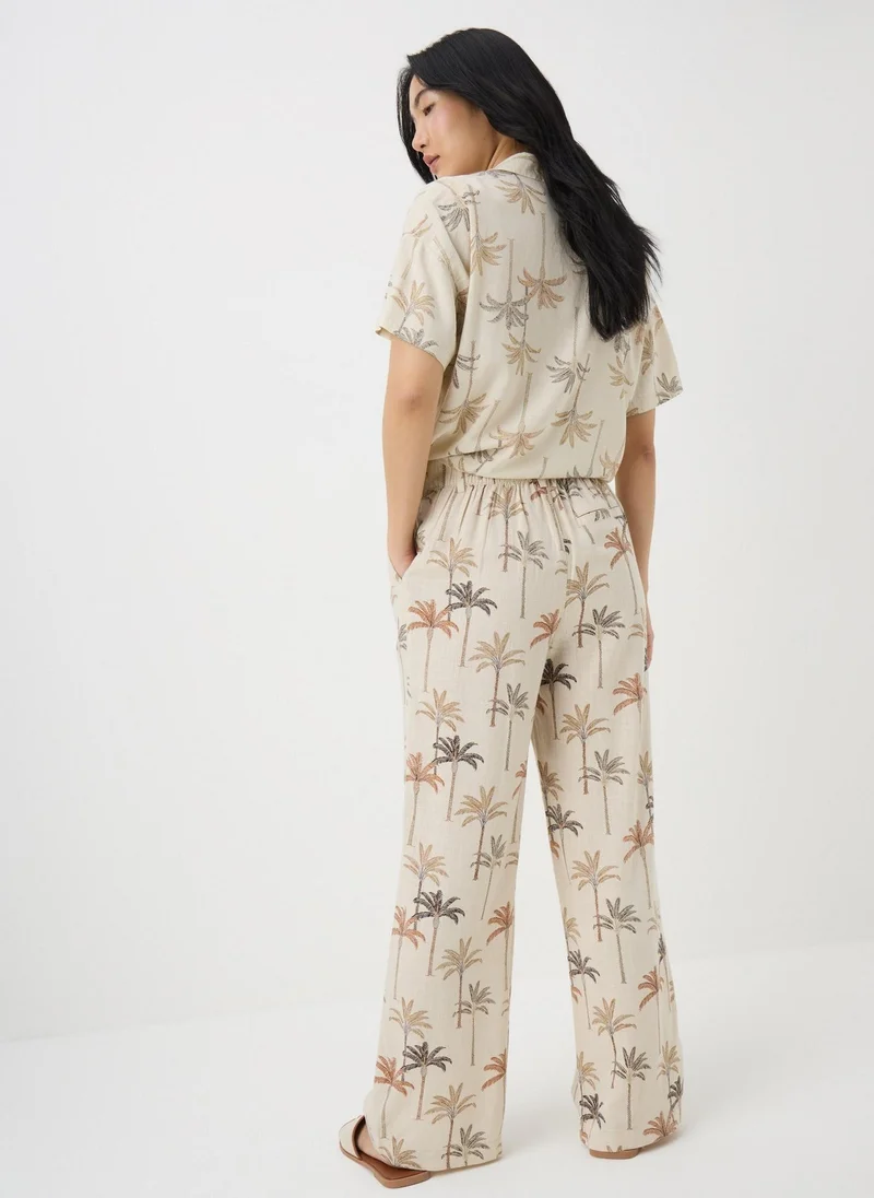 Matalan Stone Palm Linen Blend Wide Leg Trousers