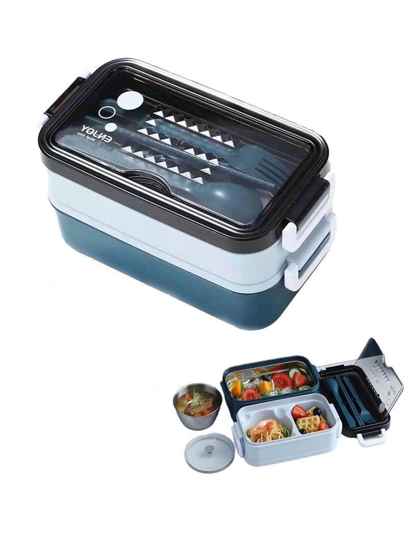Gonice Bento Box, Stainless Steel Double Layer Lunch Box, Leak Proof Lunch Box,Layered Insulated Lunch Box,With Insulation Bag Large Capacity Children's and Adult Lunch Boxes  - Image 1