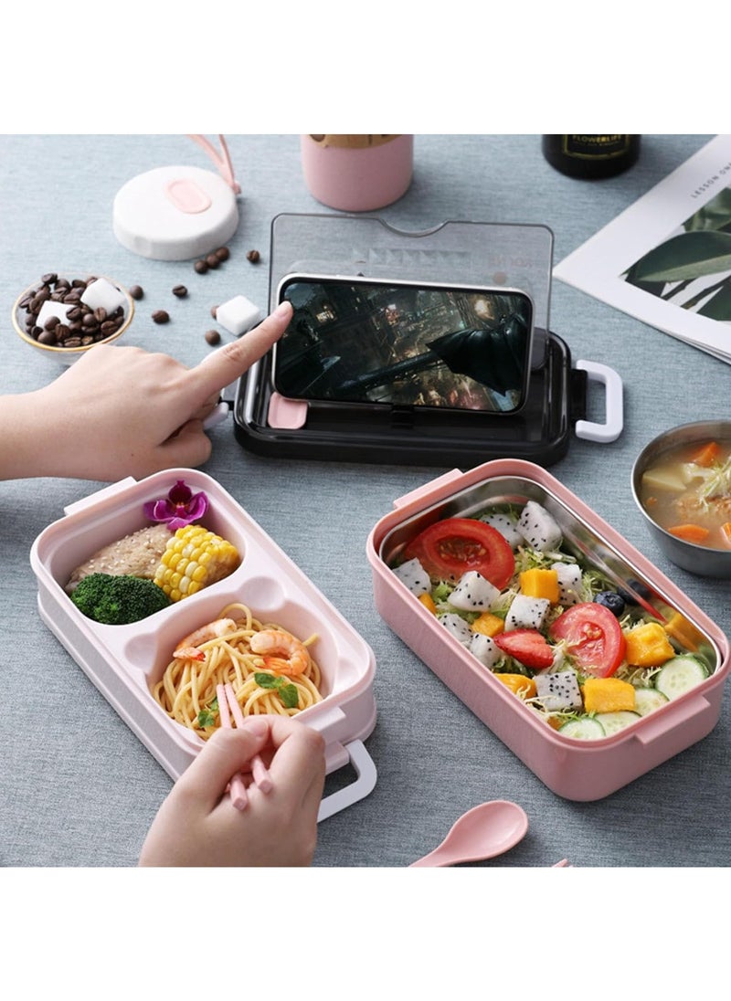 Gonice Bento Box, Stainless Steel Double Layer Lunch Box, Leak Proof Lunch Box,Layered Insulated Lunch Box,With Insulation Bag Large Capacity Children's and Adult Lunch Boxes  - Image 5