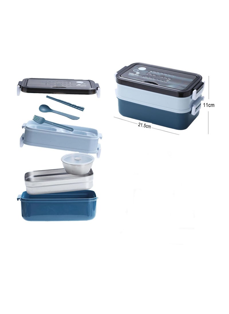 Gonice Bento Box, Stainless Steel Double Layer Lunch Box, Leak Proof Lunch Box,Layered Insulated Lunch Box,With Insulation Bag Large Capacity Children's and Adult Lunch Boxes  - Image 2