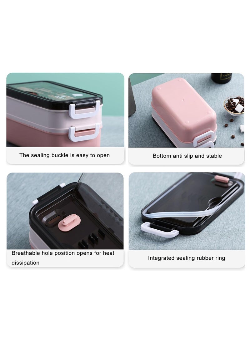 Gonice Bento Box, Stainless Steel Double Layer Lunch Box, Leak Proof Lunch Box,Layered Insulated Lunch Box,With Insulation Bag Large Capacity Children's and Adult Lunch Boxes  - Image 4