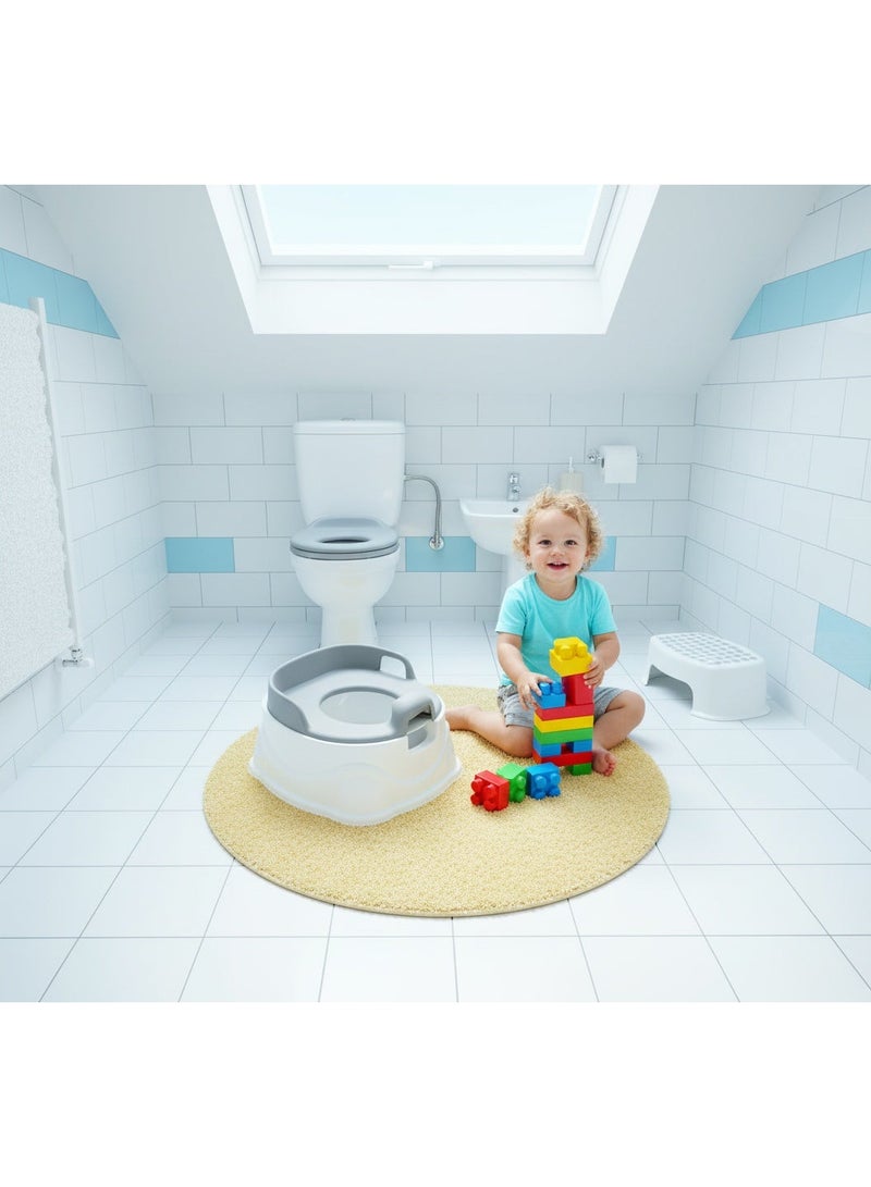 دولو قاعدة تدريب الأطفال 3 في 1 – قاعدة تدريب، محول مرحاض، وكرسي متدرج للأطفال من عمر 18 شهرًا فأكثر – لون رمادي - Image 2