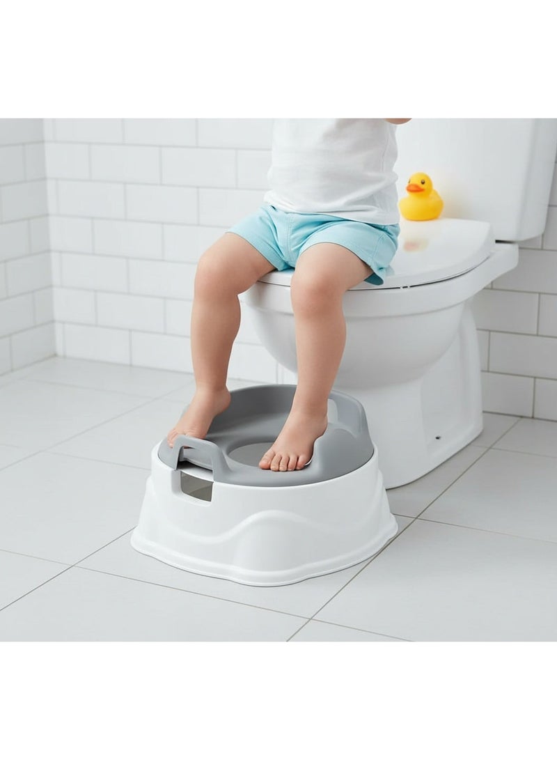 دولو قاعدة تدريب الأطفال 3 في 1 – قاعدة تدريب، محول مرحاض، وكرسي متدرج للأطفال من عمر 18 شهرًا فأكثر – لون رمادي - Image 3