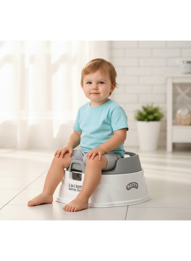 دولو قاعدة تدريب الأطفال 3 في 1 – قاعدة تدريب، محول مرحاض، وكرسي متدرج للأطفال من عمر 18 شهرًا فأكثر – لون رمادي - Image 4