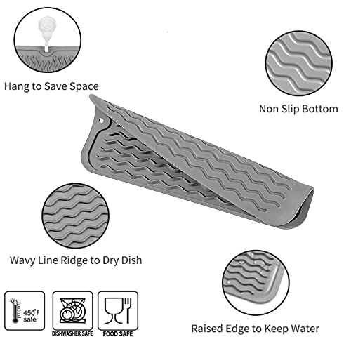 MicoYang Silicone Dish Drying Mat for Multiple Usage,Easy clean,Eco-friendly,Heat-resistant Silicone Mat for Kitchen Counter or Sink,Refrigerator or Drawer Liner Grey S 12 inches x 6 inches - Image 3