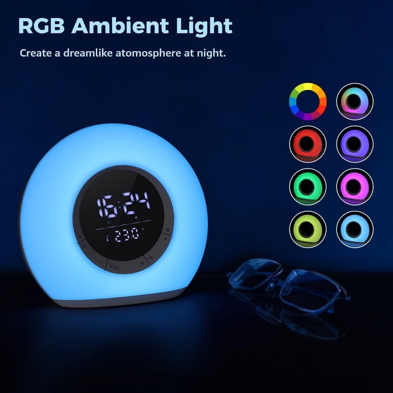 ساعة منبه تدريب الأطفال على الاستيقاظ مع ضوء مزاجي صوتي RGB قابل للتعديل في السطوع - Image 5